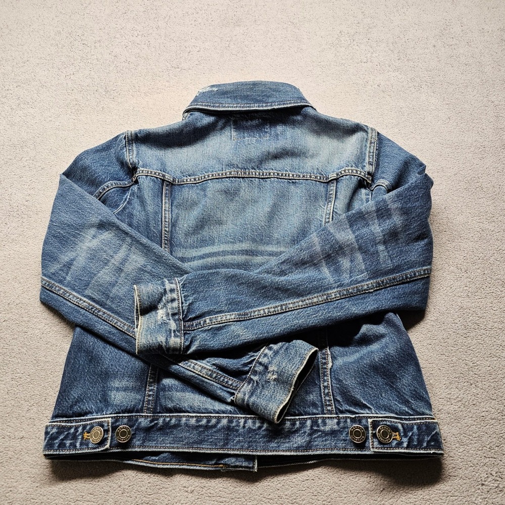 Banana Republic Denim Jacket Womens S Blue Distressed Trucker Lyocell 171257-00 - Picture 2 of 11